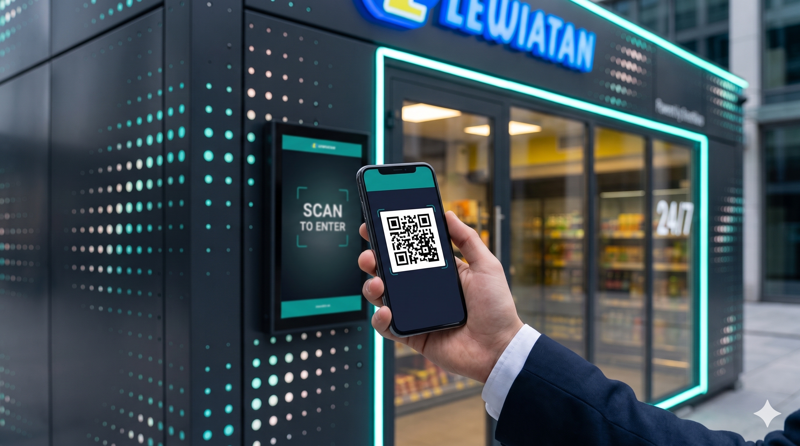 Customer entering a Lewiatan SmartNovo unit
